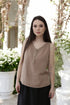 Button up linen shirt with no sleeves and perfect for summer Kira from Baltic Linen